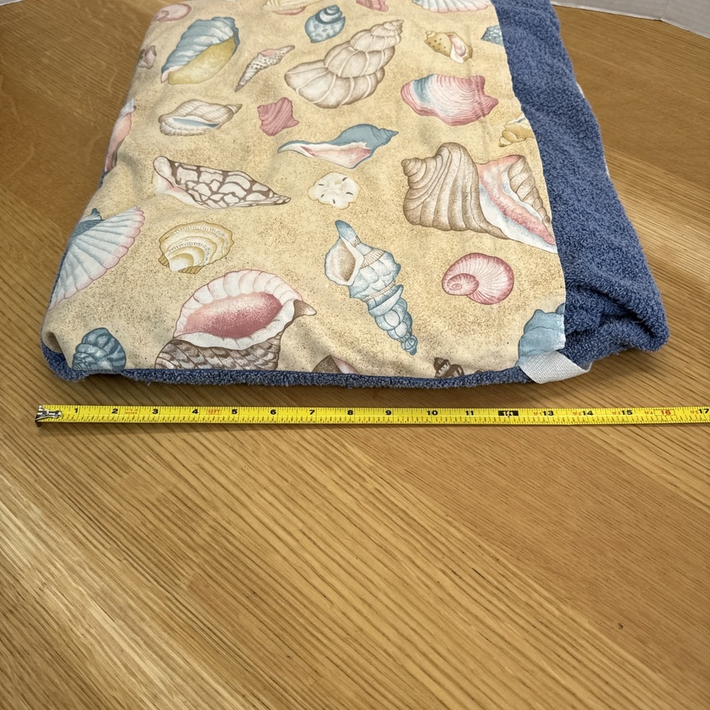 Set Of 2 Foldable Bag Beach Towels 34"x67" Seashells Blue - Picture 3 of 7